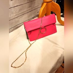 Pink Clutch Purse Gold Chain Barbie Style Holiday Bling !~~